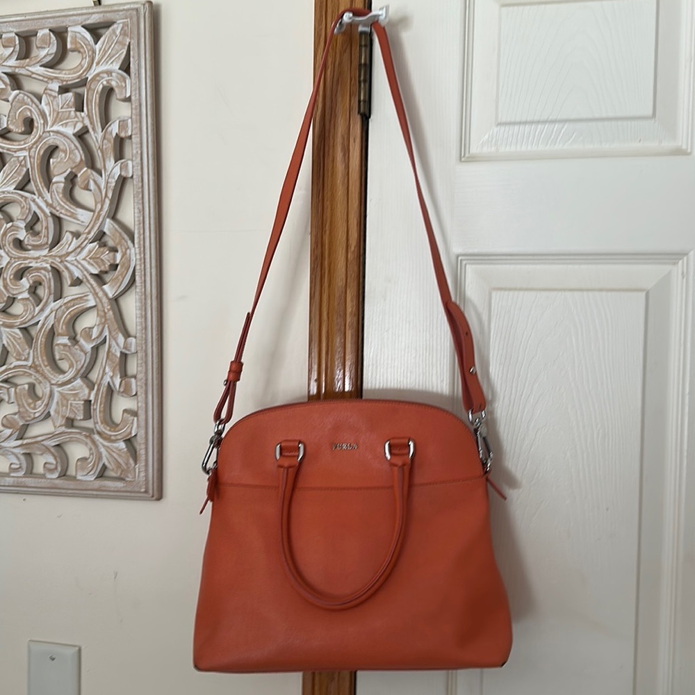 Furla leather Orange ( Coral ) handbag/crossbody bag